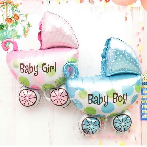 Baby Boy/Girl Cart Foil Balloon | Baby Cot Shaped Foil Balloon Pink