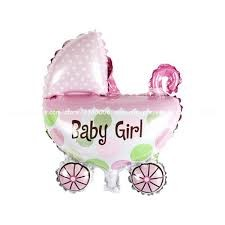 Baby Boy/Girl Cart Foil Balloon | Baby Cot Shaped Foil Balloon Pink